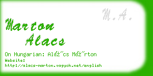 marton alacs business card